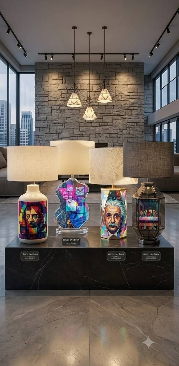 Luminárias com a arte da série